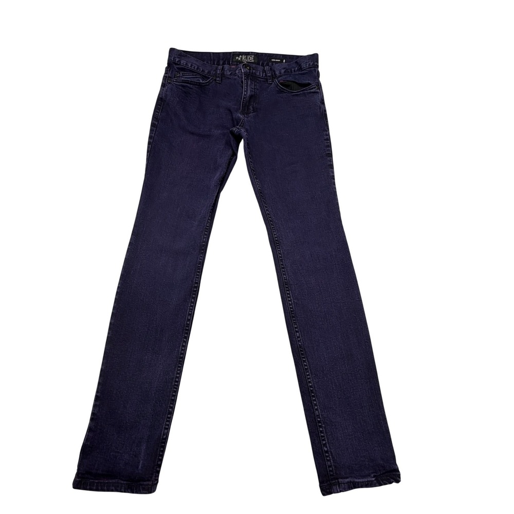 XXX Rude Jeans Sz 32x32 Purple Super Skinny Denim Pants Slim Fit Emo Streetwear